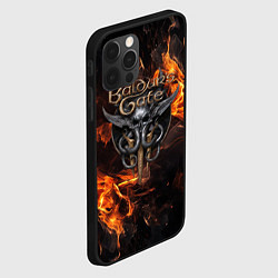Чехол для iPhone 12 Pro Baldurs Gate 3 fire logo, цвет: 3D-черный — фото 2