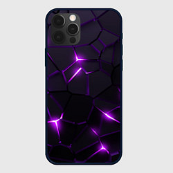 Чехол для iPhone 12 Pro Неоновые плиты с фиолетовым свечением, цвет: 3D-черный