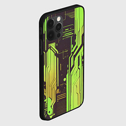 Чехол для iPhone 12 Pro Кибер схемы кислотно-зелёные, цвет: 3D-черный — фото 2