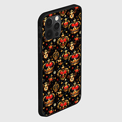 Чехол для iPhone 12 Pro Сердечки в золотых коронах, цвет: 3D-черный — фото 2