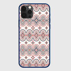 Чехол для iPhone 12 Pro Волны и ромбы, цвет: 3D-тёмно-синий