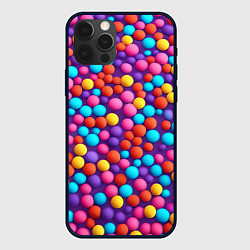 Чехол для iPhone 12 Pro Паттерн разноцветные шарики - нейросеть, цвет: 3D-черный
