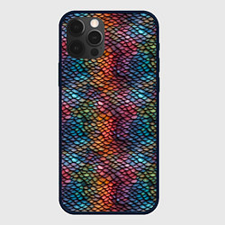 Чехол для iPhone 12 Pro Разноцветная чешуя дракона, цвет: 3D-черный
