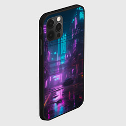 Чехол для iPhone 12 Pro Неоновый город киберпанк, цвет: 3D-черный — фото 2