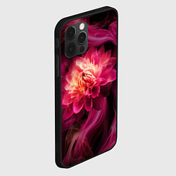 Чехол для iPhone 12 Pro Розовый цветок в огне - нейросеть, цвет: 3D-черный — фото 2