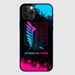 Чехол iPhone 12 Pro Attack on Titan - neon gradient