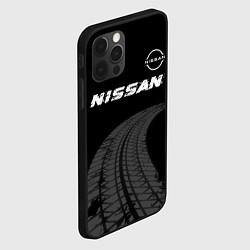 Чехол для iPhone 12 Pro Nissan speed на темном фоне со следами шин: символ, цвет: 3D-черный — фото 2