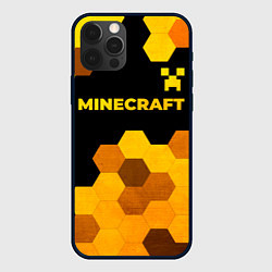 Чехол для iPhone 12 Pro Minecraft - gold gradient: символ сверху, цвет: 3D-черный