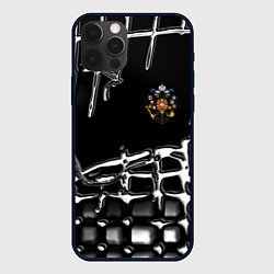 Чехол для iPhone 12 Pro Россия герб РФ, цвет: 3D-черный