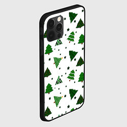 Чехол для iPhone 12 Pro Узор с зелеными елочками, цвет: 3D-черный — фото 2