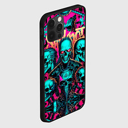 Чехол для iPhone 12 Pro Slipknot на фоне рок черепов, цвет: 3D-черный — фото 2