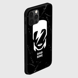 Чехол для iPhone 12 Pro David Bowie glitch на темном фоне, цвет: 3D-черный — фото 2