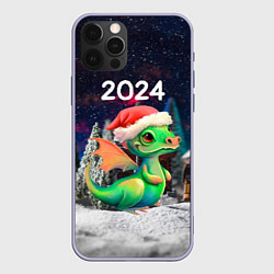 Чехол для iPhone 12 Pro Дракончик в новогоднюю ночь, цвет: 3D-светло-сиреневый