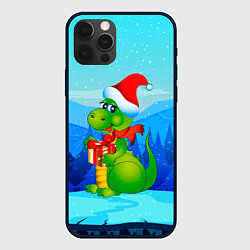Чехол для iPhone 12 Pro Дракон с подарком новый год, цвет: 3D-черный
