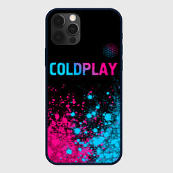 Чехол для iPhone 12 Pro Coldplay - neon gradient: символ сверху, цвет: 3D-черный