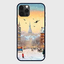 Чехол для iPhone 12 Pro Новогодний городок, цвет: 3D-черный