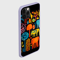 Чехол для iPhone 12 Pro Африканский узор со слонами - нейросеть, цвет: 3D-светло-сиреневый — фото 2