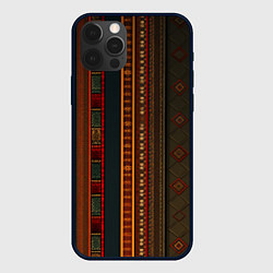 Чехол для iPhone 12 Pro Этнический узор в вертикальную полоску, цвет: 3D-черный