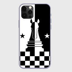 Чехол для iPhone 12 Pro Шахматный конь, цвет: 3D-светло-сиреневый