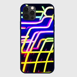 Чехол для iPhone 12 Pro Авангардный неоновый паттерн, цвет: 3D-черный