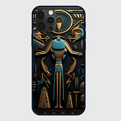 Чехол для iPhone 12 Pro Орнамент в стиле египетской иероглифики, цвет: 3D-черный