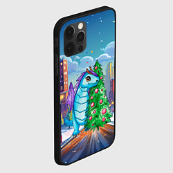 Чехол для iPhone 12 Pro Дракон у новогодней елки, цвет: 3D-черный — фото 2