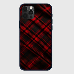 Чехол для iPhone 12 Pro Тёмно-красная шотландская клетка, цвет: 3D-черный