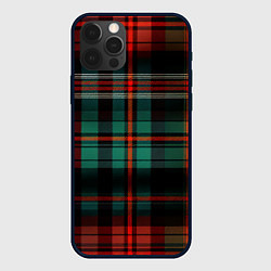 Чехол для iPhone 12 Pro Красно-зелёная шотландская клетка, цвет: 3D-черный