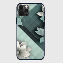 Чехол для iPhone 12 Pro Мятная клетка и цветы, цвет: 3D-черный