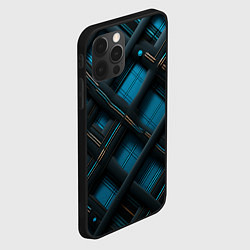 Чехол для iPhone 12 Pro Тёмно-синяя диагональная клетка, цвет: 3D-черный — фото 2