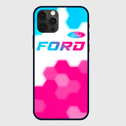 Чехол для iPhone 12 Pro Ford neon gradient style посередине, цвет: 3D-черный