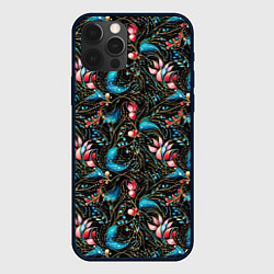Чехол для iPhone 12 Pro Узор из страз на темном фоне, цвет: 3D-черный