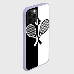 Чехол для iPhone 12 Pro Теннис - чёрно белое, цвет: 3D-светло-сиреневый — фото 2
