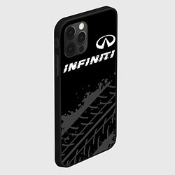 Чехол для iPhone 12 Pro Infiniti speed на темном фоне со следами шин посер, цвет: 3D-черный — фото 2