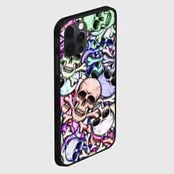 Чехол для iPhone 12 Pro Черепа с костями паттерн, цвет: 3D-черный — фото 2