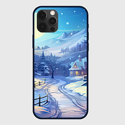 Чехол для iPhone 12 Pro Зимняя новогодняя деревня, цвет: 3D-черный