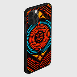 Чехол для iPhone 12 Pro Орнамент в африканском стиле на тёмном фоне, цвет: 3D-черный — фото 2