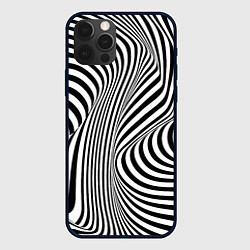 Чехол для iPhone 12 Pro Цвета зебры оптическая иллюзия, цвет: 3D-черный