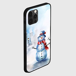 Чехол для iPhone 12 Pro Новогодний день со снеговиком, цвет: 3D-черный — фото 2
