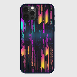 Чехол iPhone 12 Pro Киберпанк полосы розовые и жёлтые
