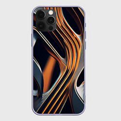 Чехол для iPhone 12 Pro Слияние красок оранжевого и чёрного абстракция, цвет: 3D-светло-сиреневый