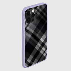Чехол для iPhone 12 Pro Черно-белая диагональная клетка в шотландском стил, цвет: 3D-светло-сиреневый — фото 2