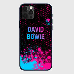 Чехол для iPhone 12 Pro David Bowie - neon gradient посередине, цвет: 3D-черный