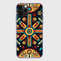 Чехол для iPhone 12 Pro Симметричный орнамент в славянском стиле, цвет: 3D-светло-сиреневый