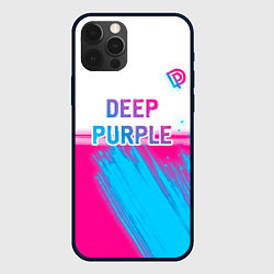 Чехол для iPhone 12 Pro Deep Purple neon gradient style посередине, цвет: 3D-черный