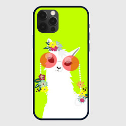 Чехол для iPhone 12 Pro Лама - альпака в розовых очках, цвет: 3D-черный