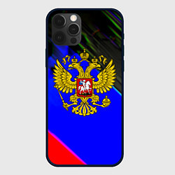 Чехол для iPhone 12 Pro Герб РФ патриотический стиль, цвет: 3D-черный