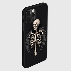 Чехол для iPhone 12 Pro Необычный скелет с крыльями, цвет: 3D-черный — фото 2
