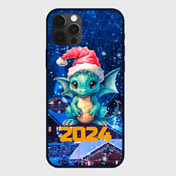 Чехол для iPhone 12 Pro Новогодний дракон 2024, цвет: 3D-черный
