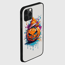 Чехол для iPhone 12 Pro Хэллоуинская тыква в красках, цвет: 3D-черный — фото 2